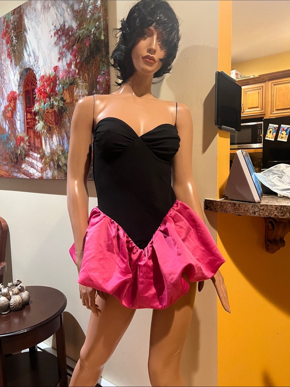 Cindy Laper style 80’s bubble S strapless dress nwot